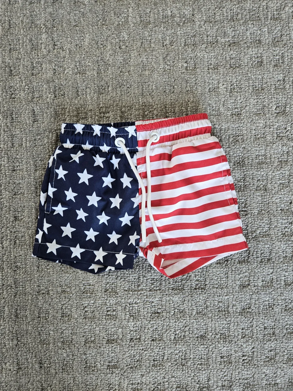 Kids American Flag Swim Shorts - Red & Blue